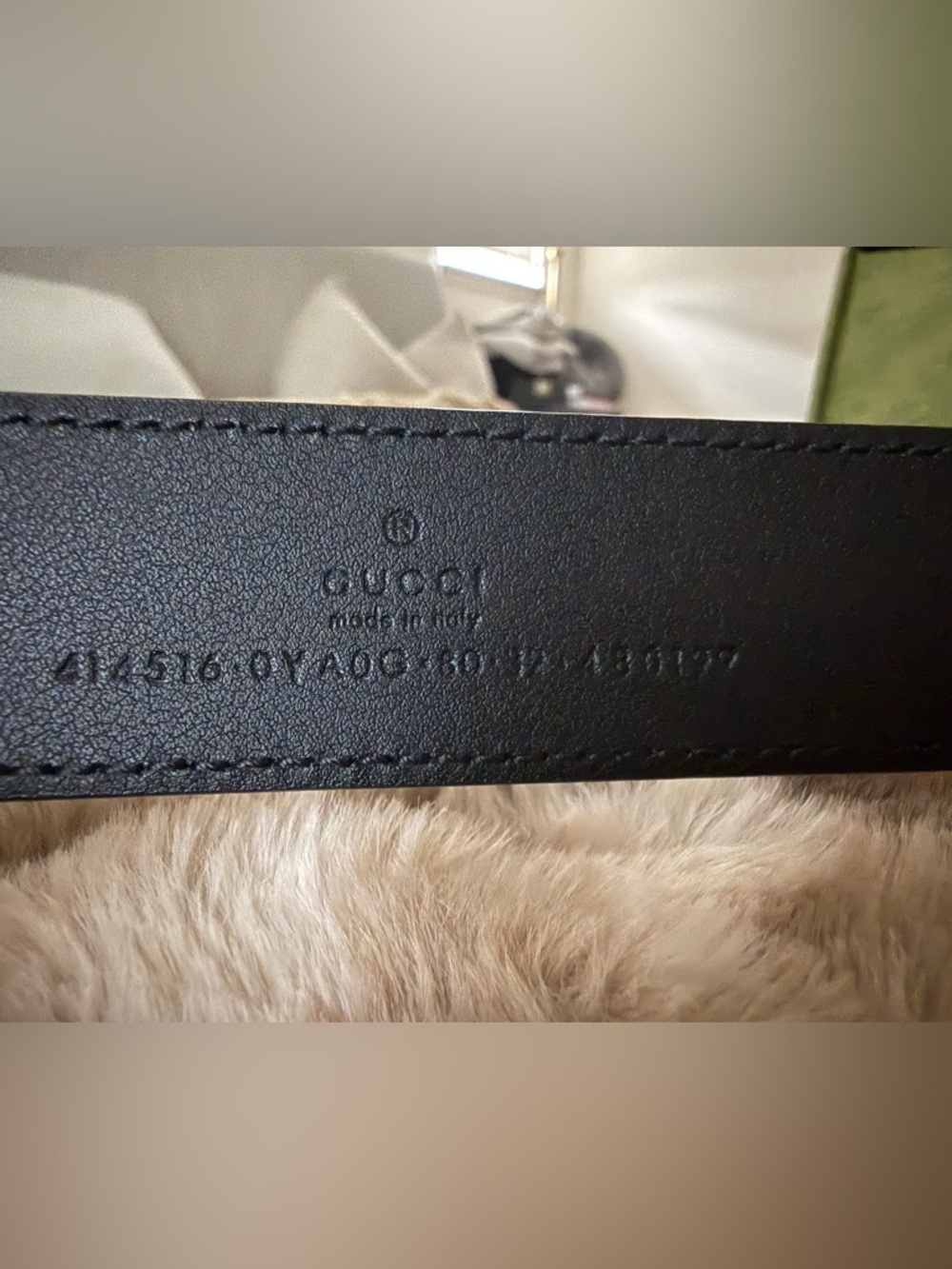 Gucci Black Leather Belt with Gold Double G Buckle size 80 - Picture 4 of 7